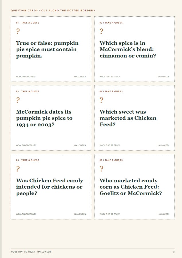 Halloween printable trivia cards